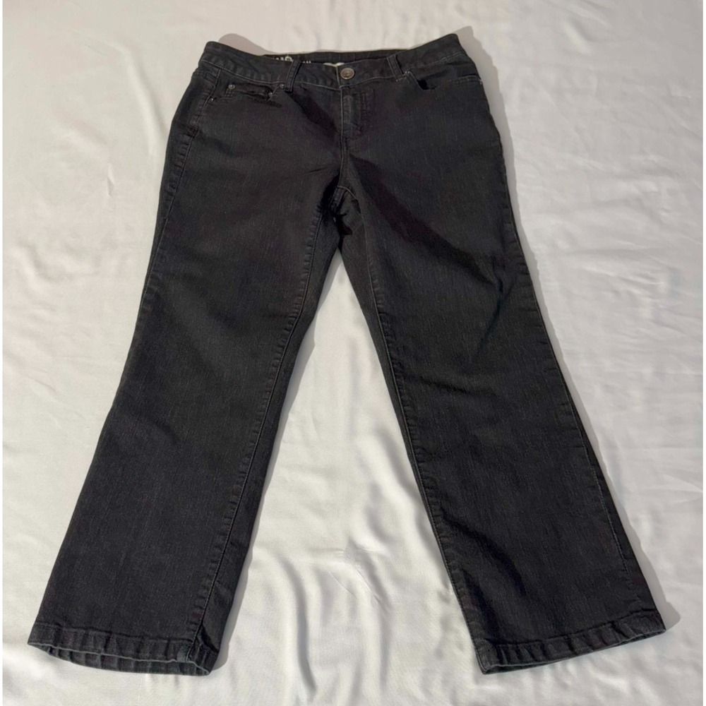 DKNY Soho Jeans Womens 12 Black Denim Straight Leg Zip Fly Pocketed Mid Rise